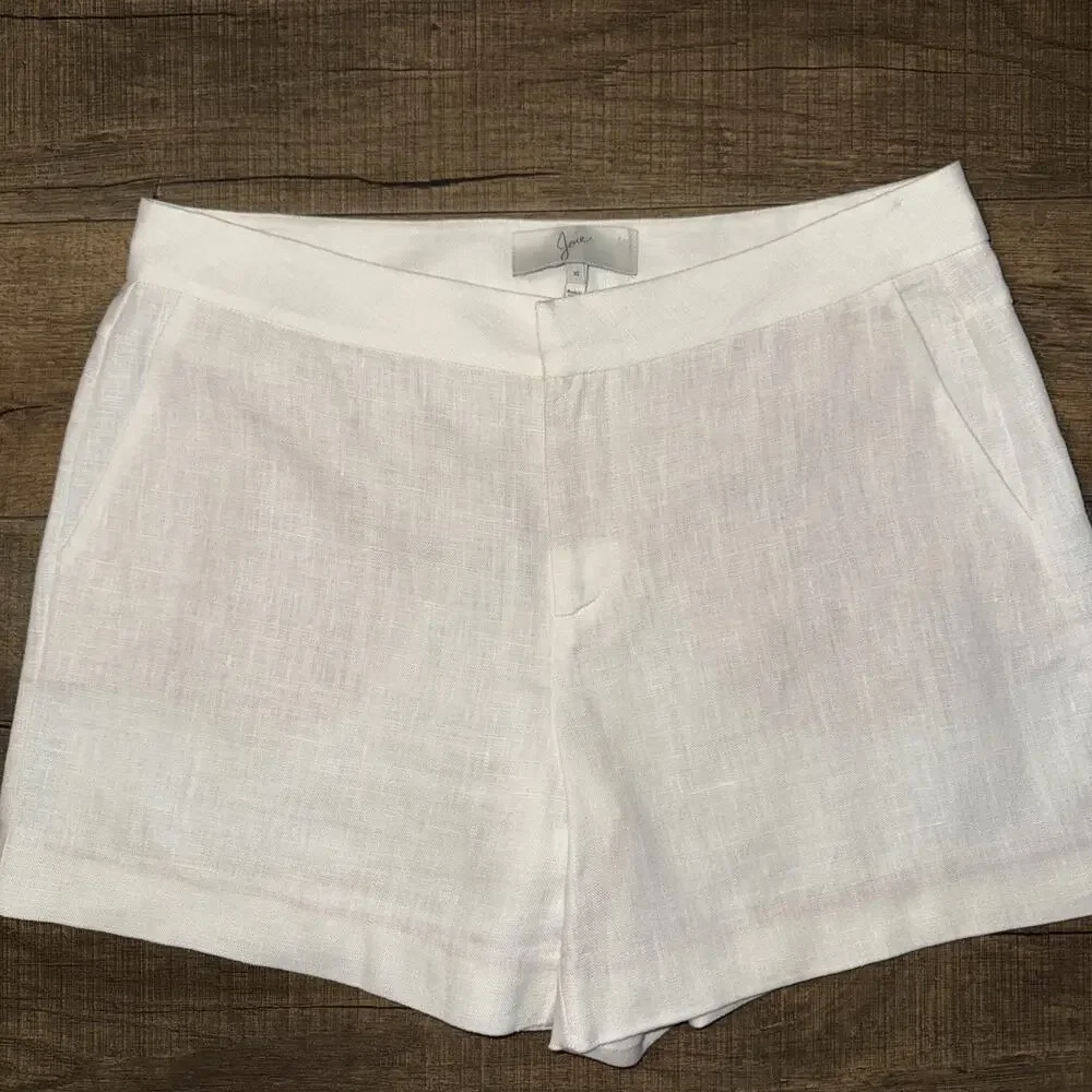 JOIE Off White 100% Linen Shorts Sz 10- 32W 4.5L EUC Beach Quiet Luxury Resort - Picture 2 of 9